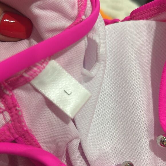 Vibrant Hot Pink Cutout Swimsuit Sexy One Shoulder One Piece Bathing Suit New - Picture 6 of 8